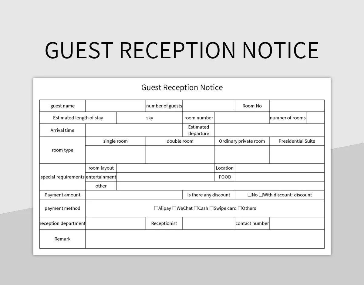 Free Reception Form Templates For Google Sheets And Microsoft Excel