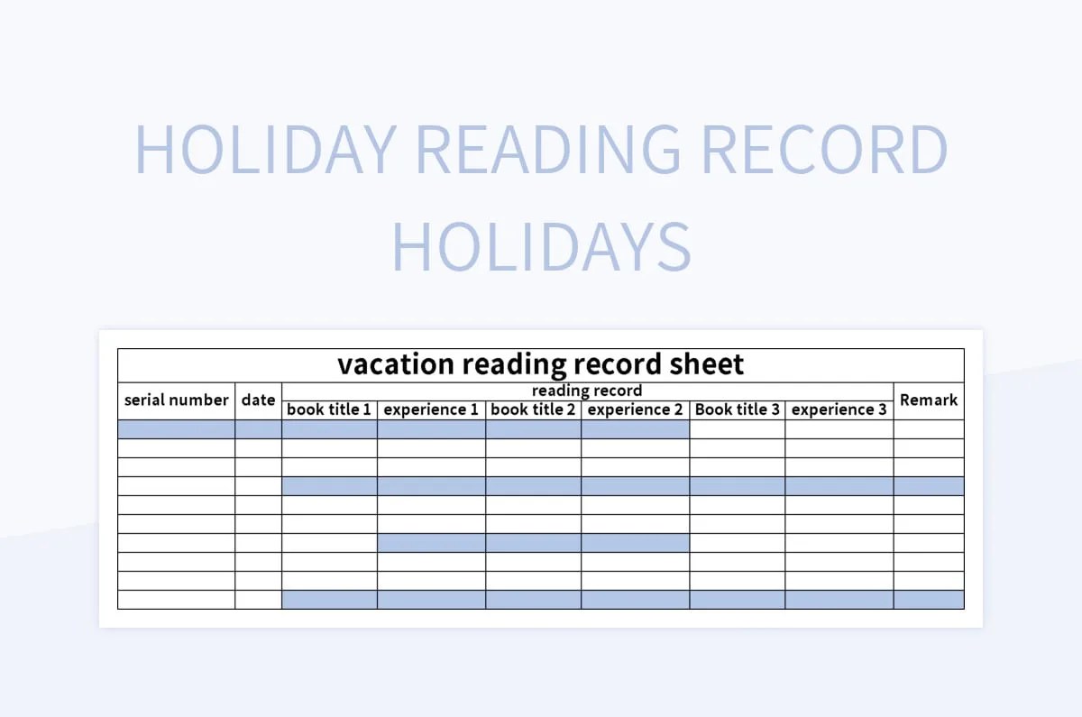 Holiday Reading Record Schedules Holidays Excel Template And Google