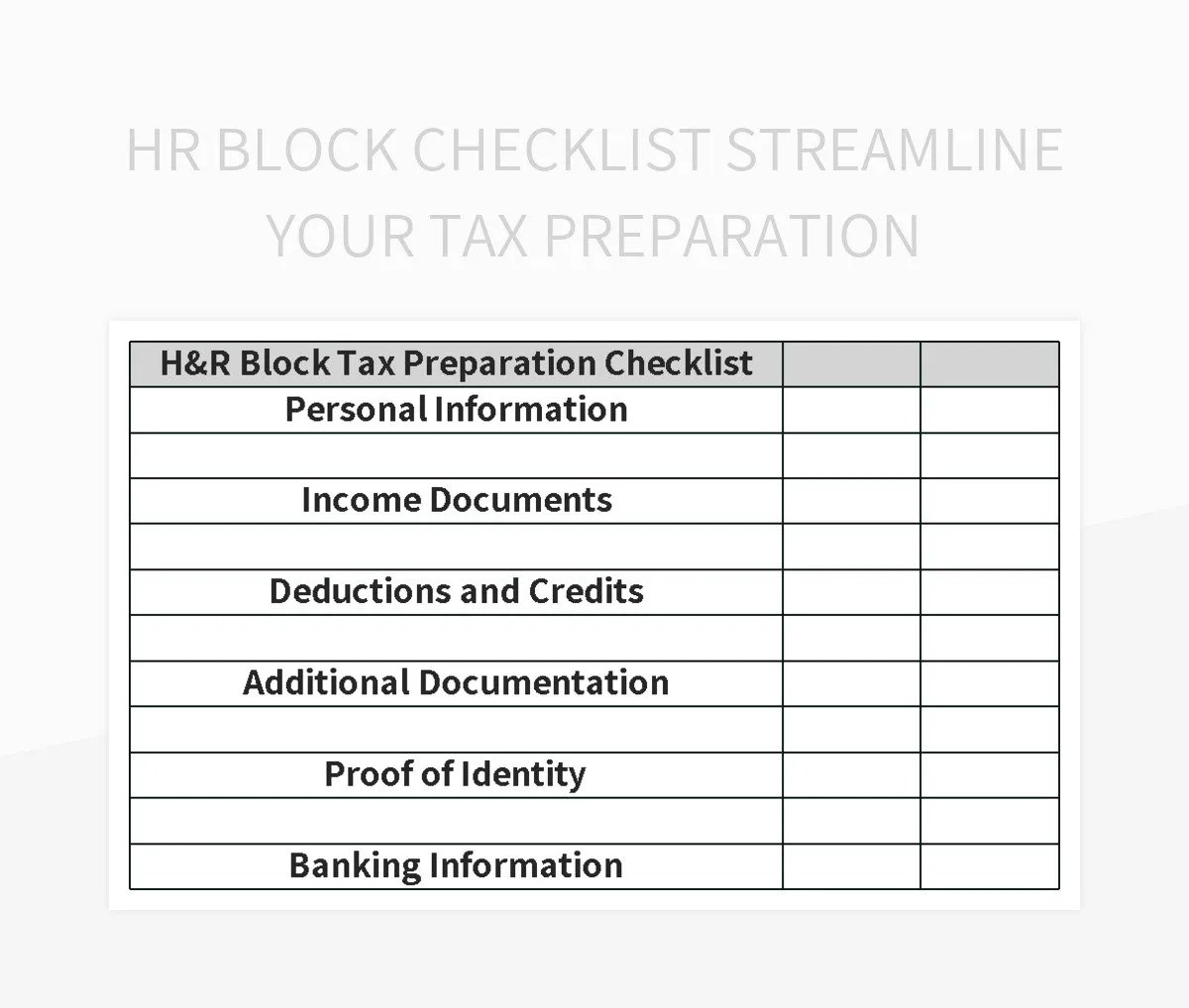 HR Block Checklist Streamline Your Tax Preparation Excel Template And