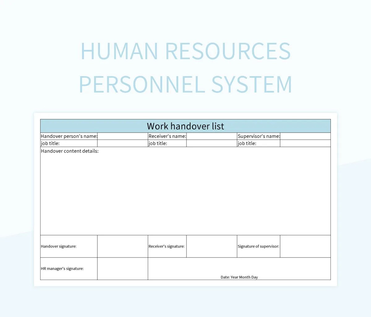 Human Resources Personnel System Excel Template And Google Sheets File