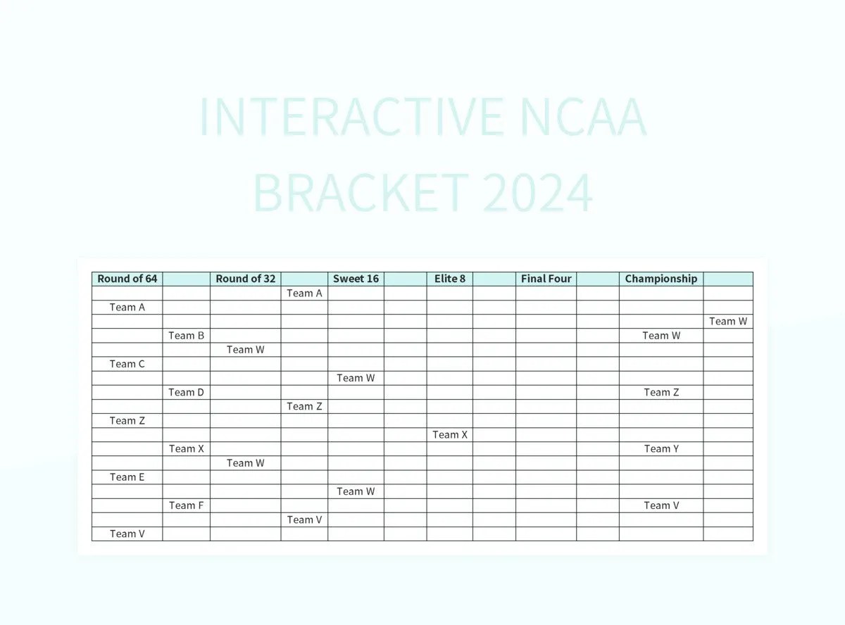 Explore The Excitement Of NCAA Interactive Bracket 2024 Excel Template