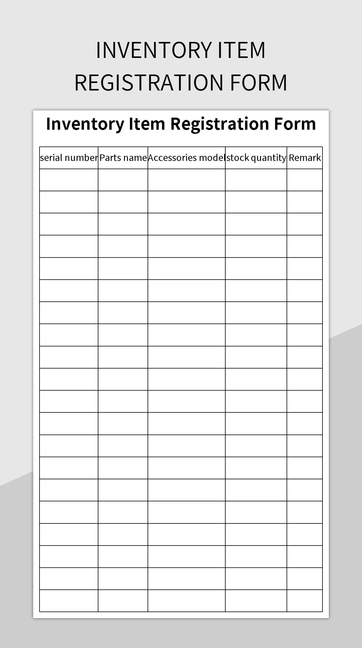 Inventory Report Form Registration Excel Template And Google Sheets