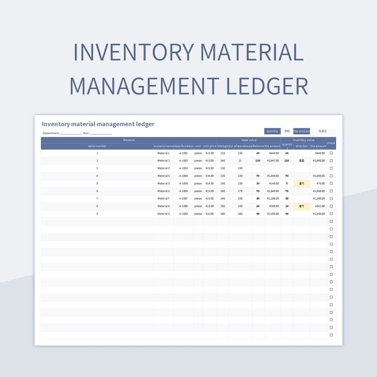 Inventory Material Management Ledger Excel Template And Google Sheets