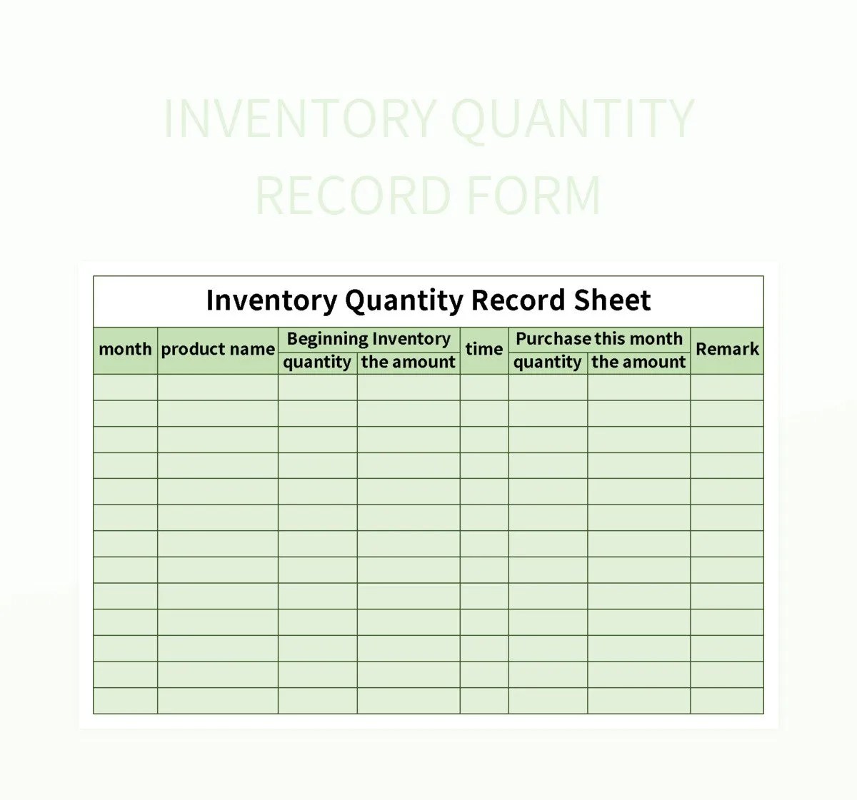 Inventory Quantity Record Form Excel Template And Google Sheets File