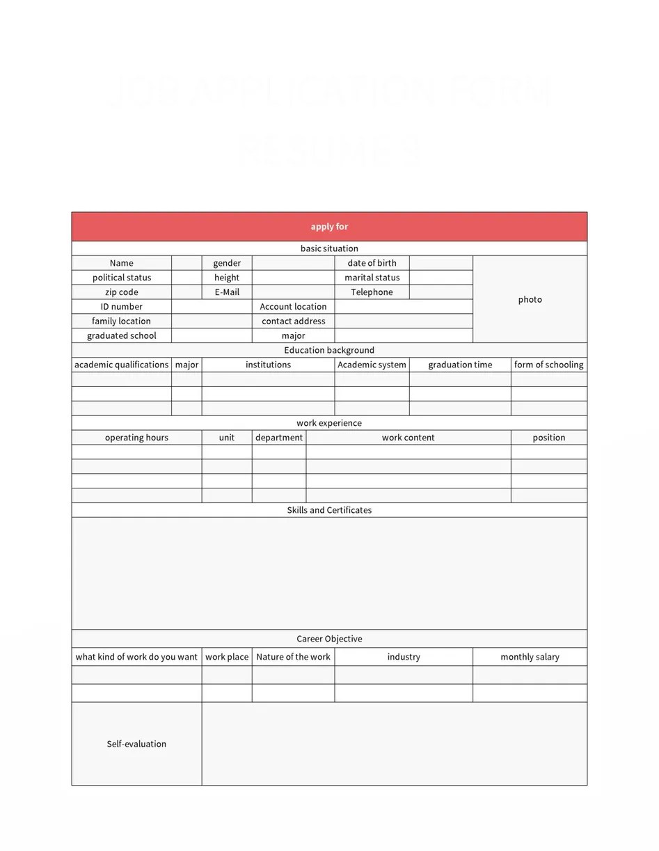 Free Job Application Form Templates For Google Sheets And Microsoft