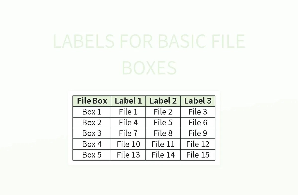 Labels For Basic File Boxes Excel Template And Google Sheets File For