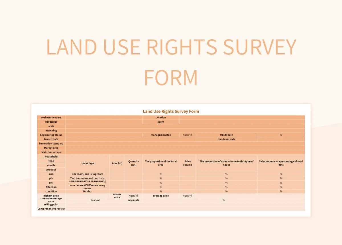 Land Use Rights Survey Form Excel Template And Google Sheets File For