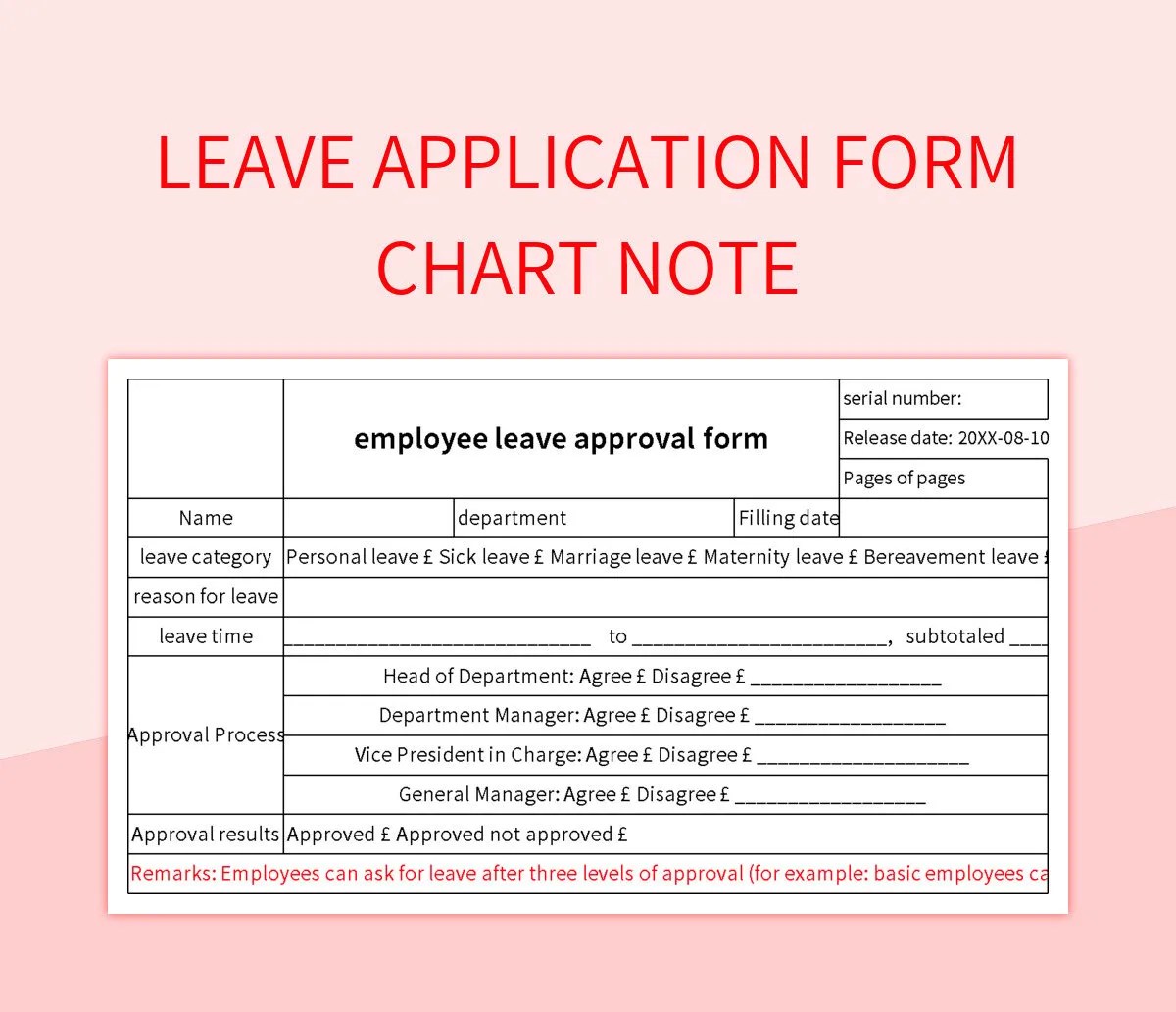 Leave Application Form Chart Note Excel Template And Google Sheets File