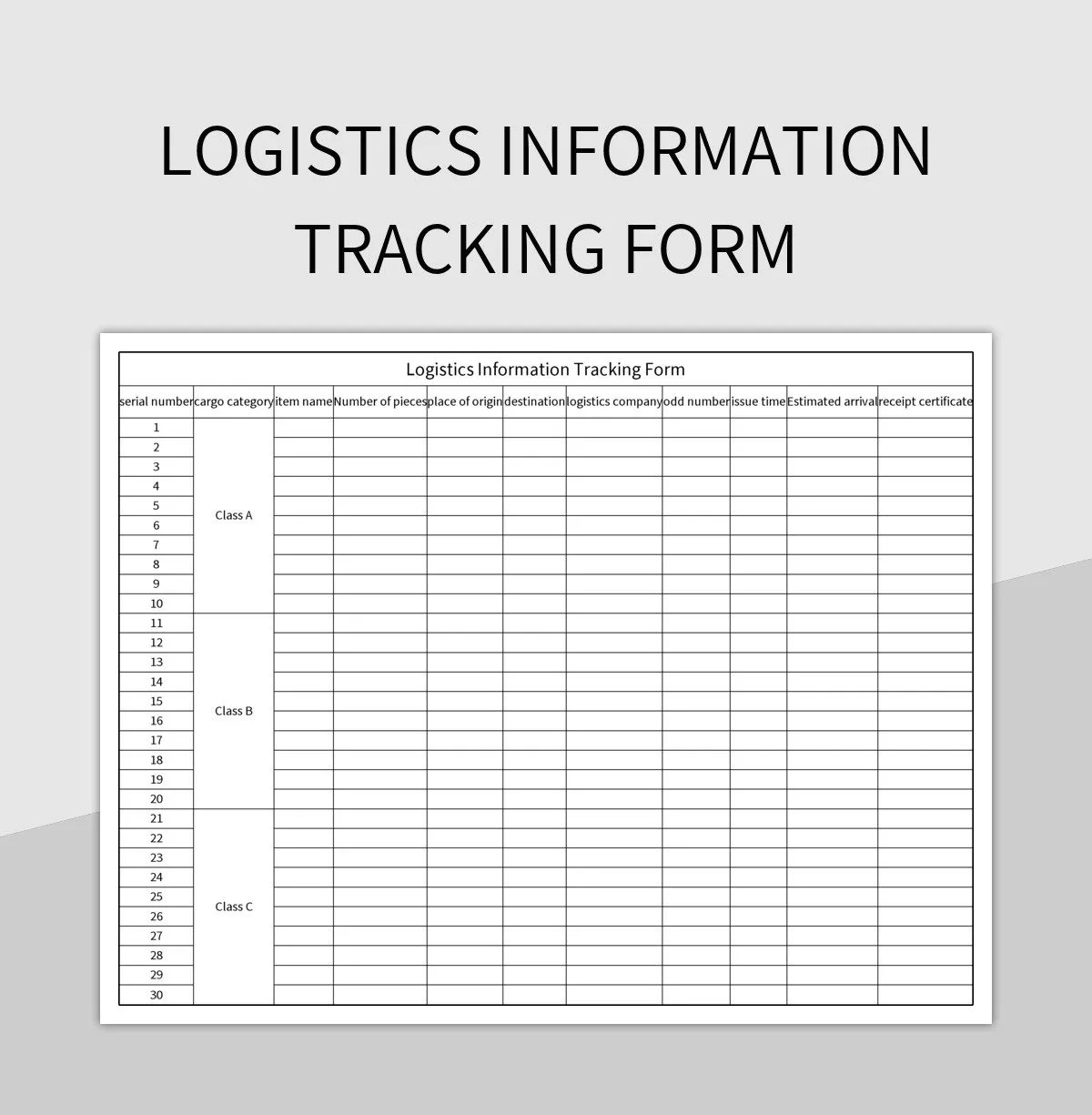 Logistics Information Tracking Form Excel Template And Google Sheets
