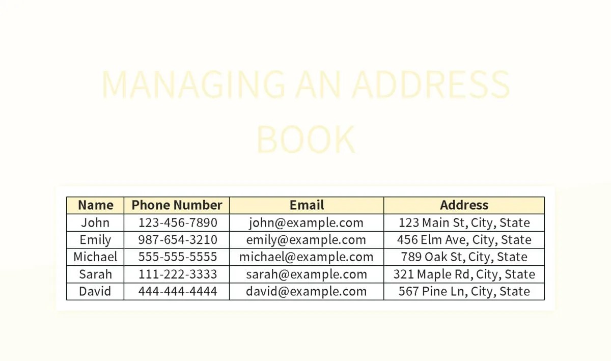 Managing An Address Book Excel Template And Google Sheets File For Free