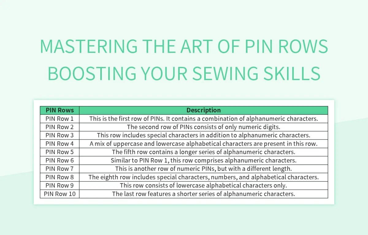 Free Pin Rows Templates For Google Sheets And Microsoft Excel Slidesdocs