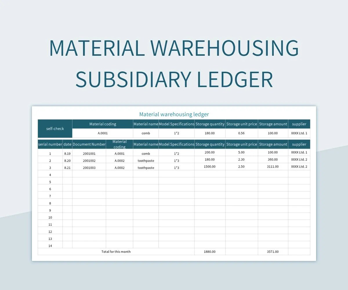 Free Subsidiary Ledger Templates For Google Sheets And Microsoft Excel