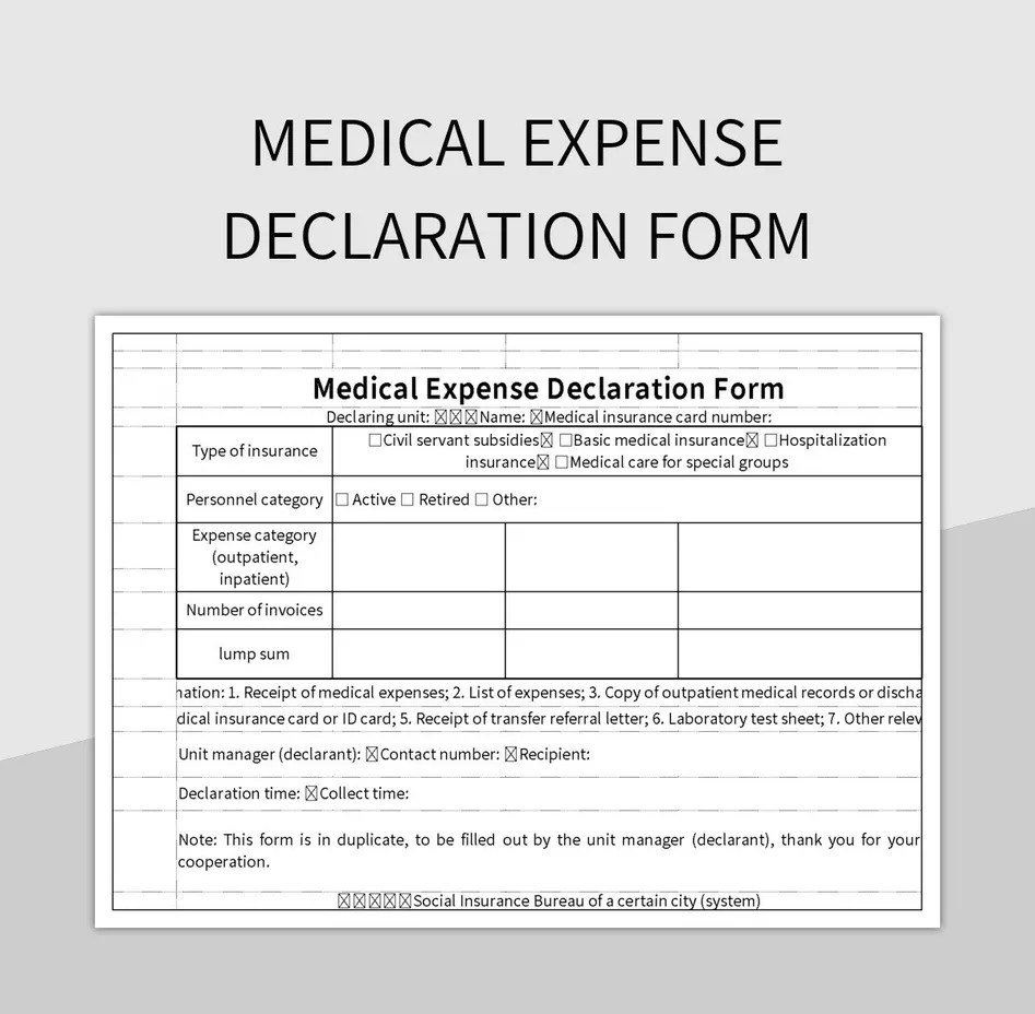 Medical Expense Declaration Form Excel Template And Google Sheets File