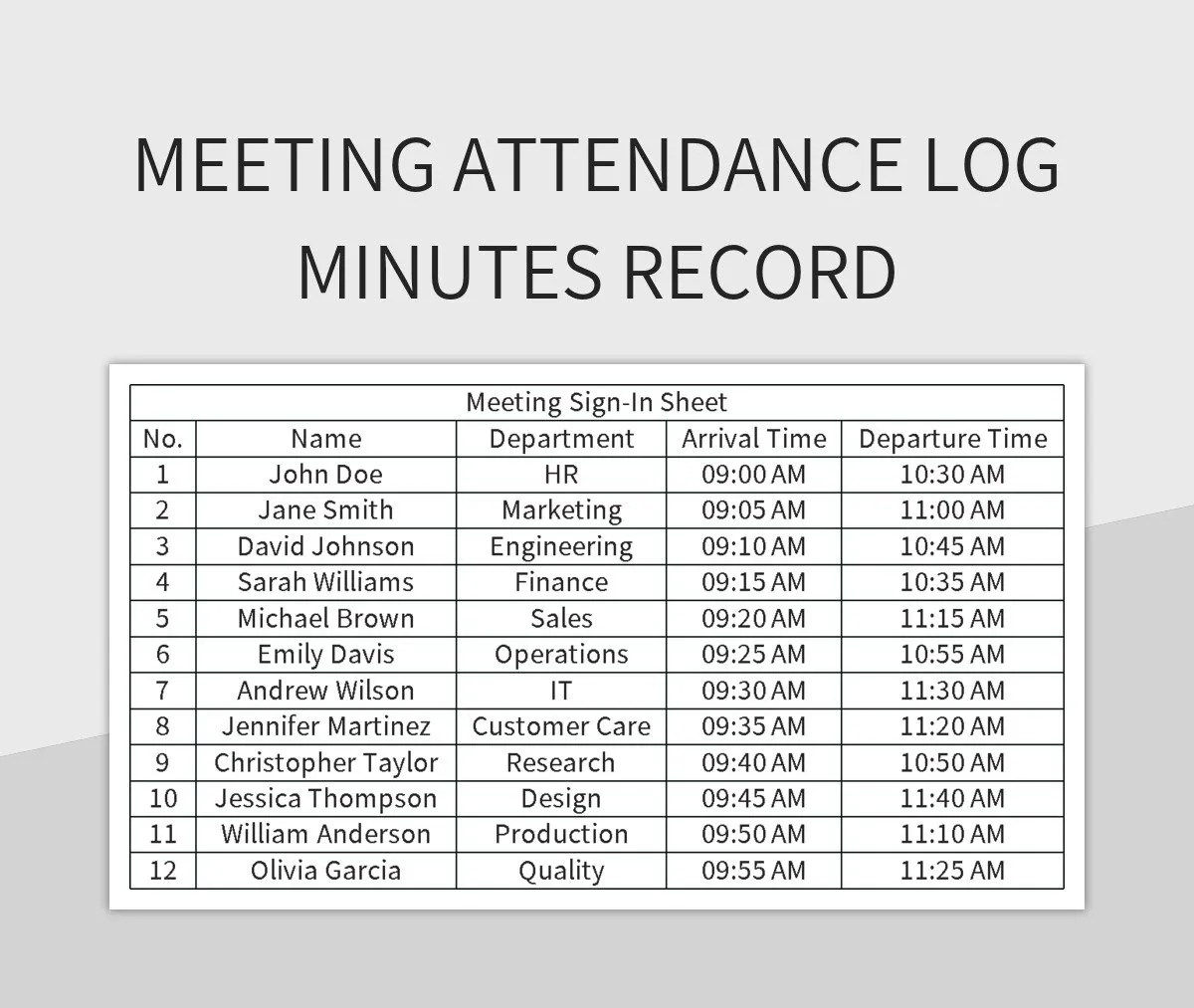 Free Attendance Log Templates For Google Sheets And Microsoft Excel