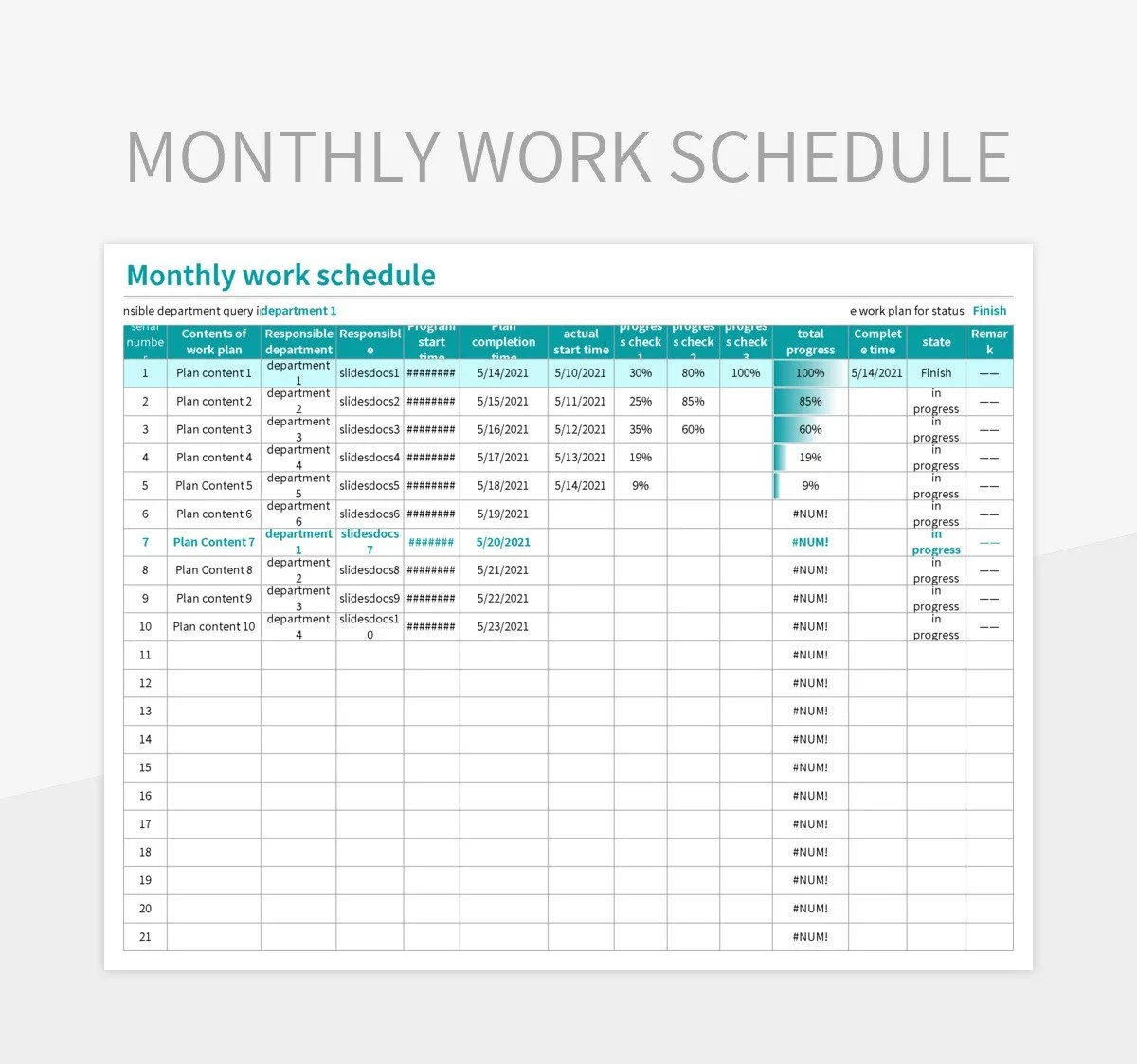 Monthly Work Schedule Excel Template And Google Sheets File For Free Download Slidesdocs