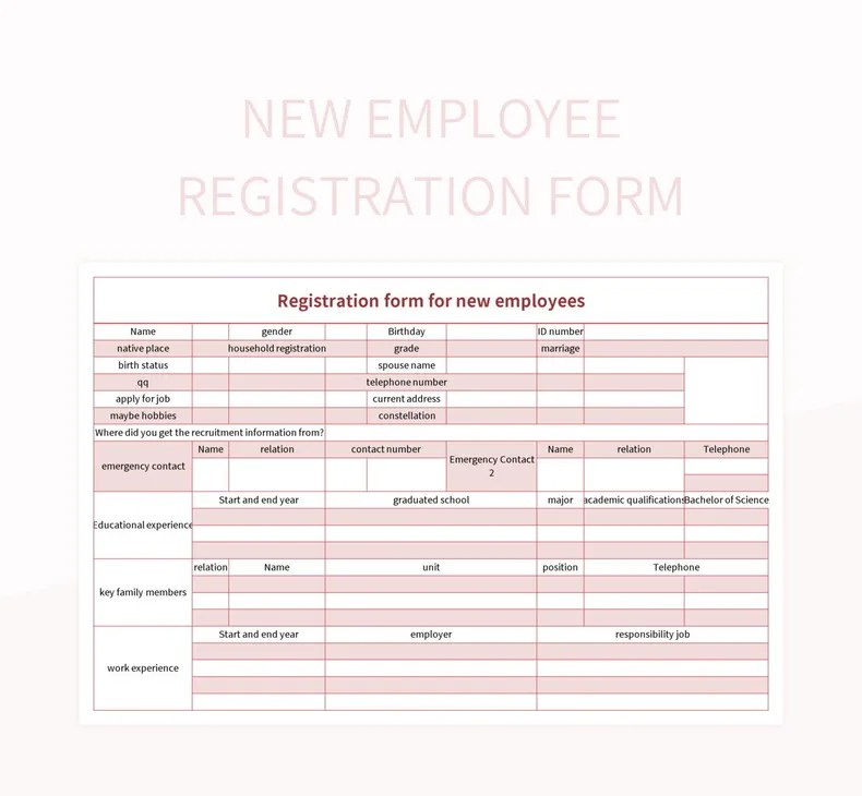 Free Employee Registration Templates For Google Sheets And Microsoft