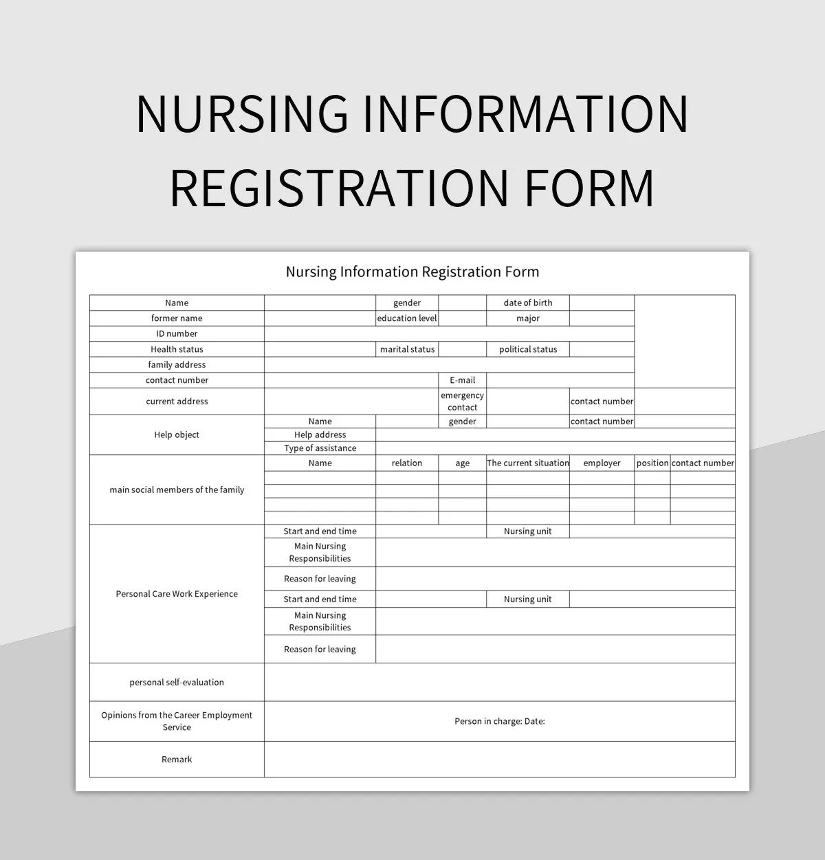 Nurse Registration Health Examination Form Excel Template And Google