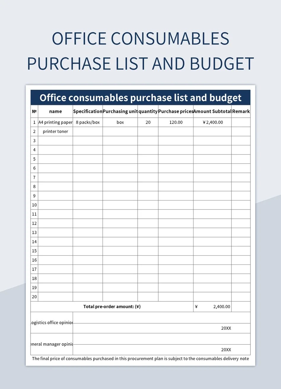 Free Consumables Templates For Google Sheets And Microsoft Excel