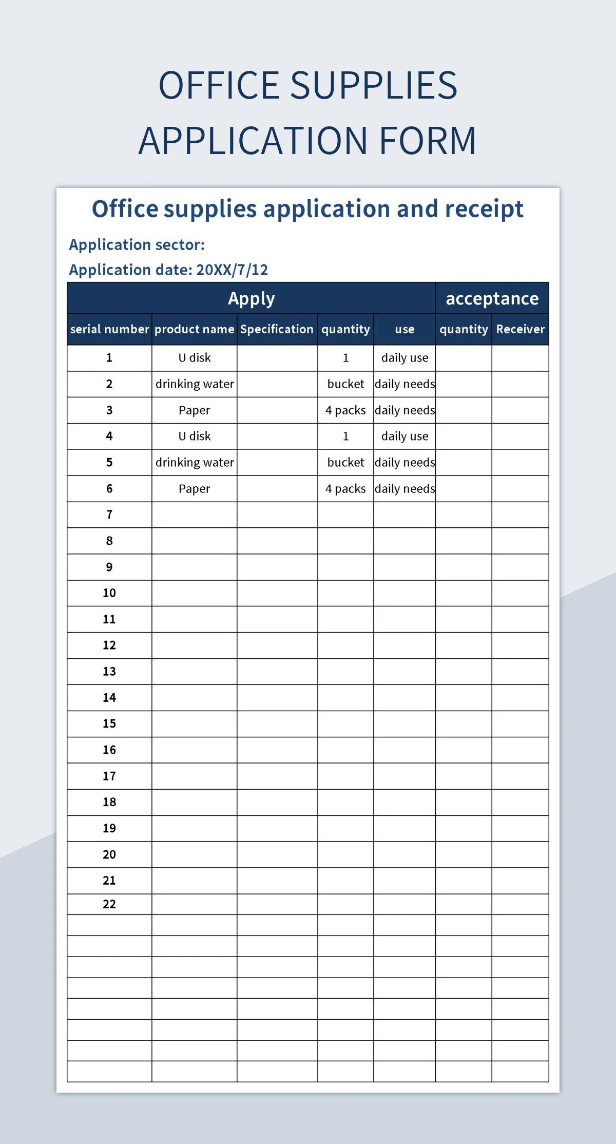 Office Supplies Requisition Application Form Excel Template And Google