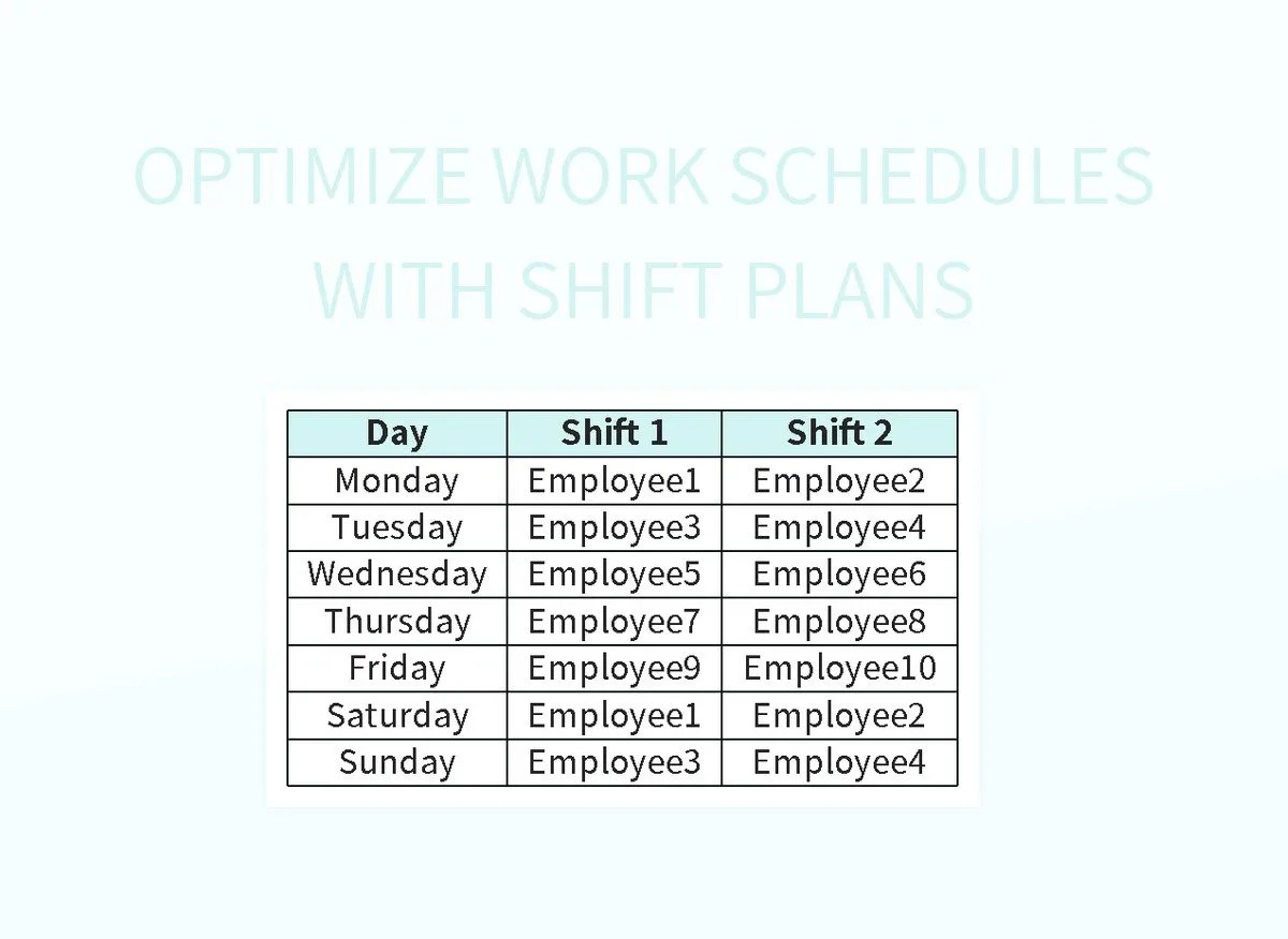 Optimize Work Schedules With Shift Plans Excel Template And Google
