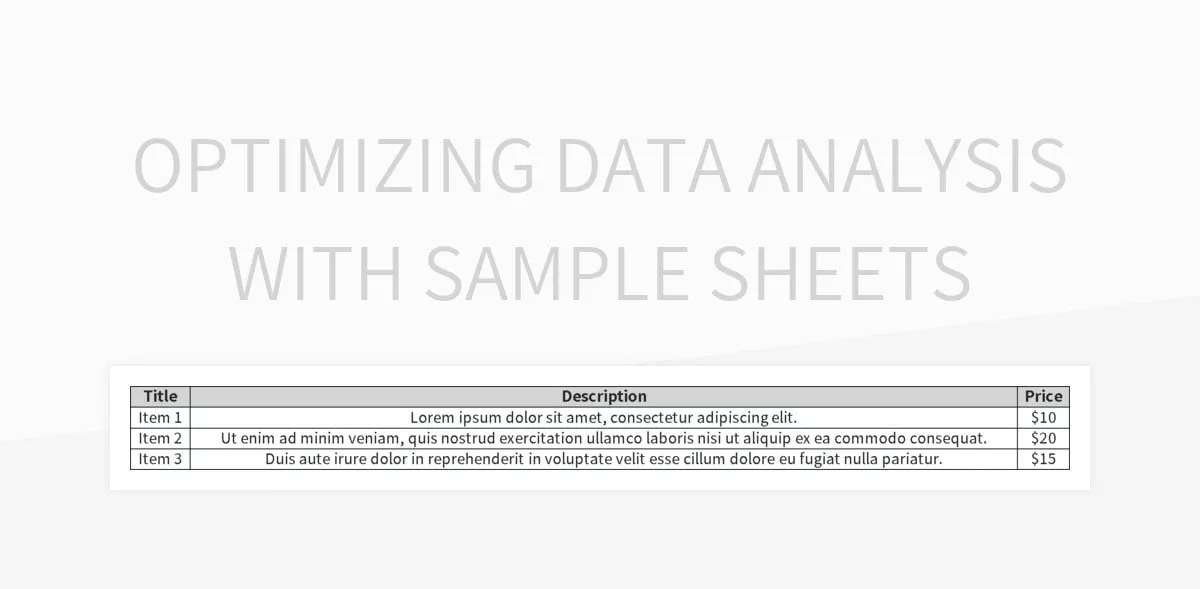 Optimizing Data Analysis With Sample Sheets Excel Template And Google Sheets File For Free