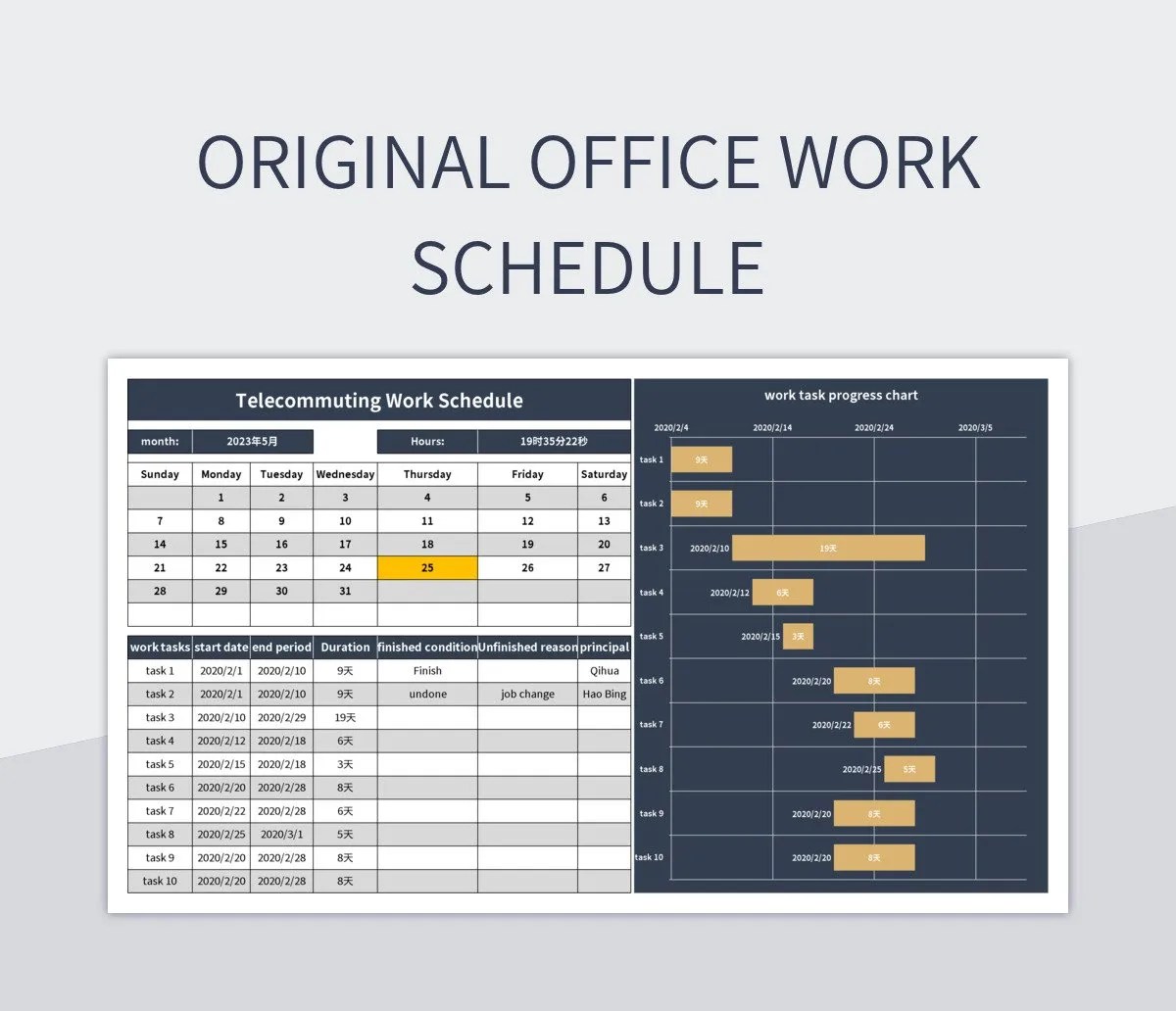 Original Office Work Schedule Excel Template And Google Sheets File For