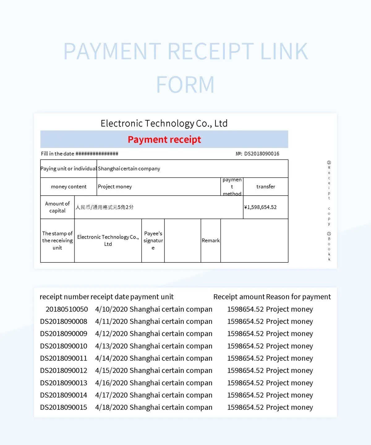 Payment Receipt Link Form Excel Template And Google Sheets File For