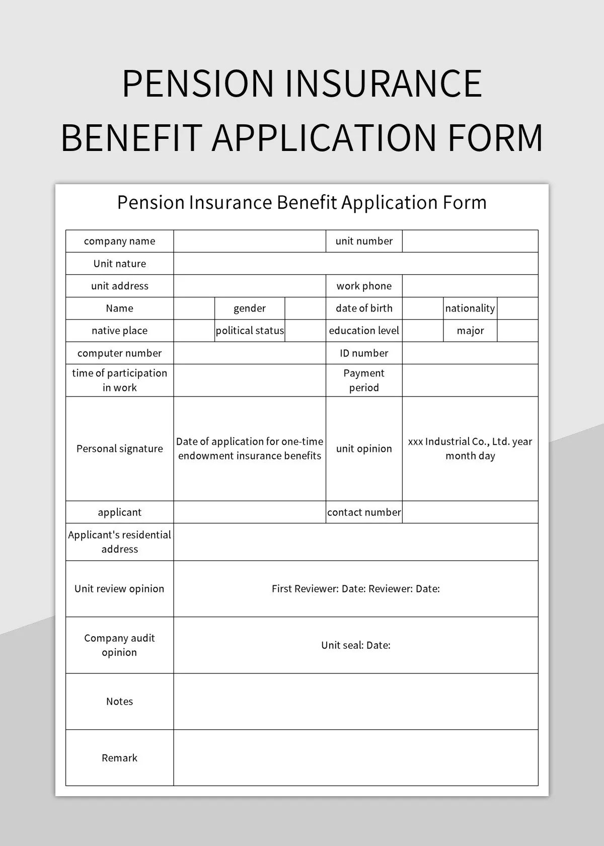 Free Benefit Application Form Templates For Google Sheets And Microsoft