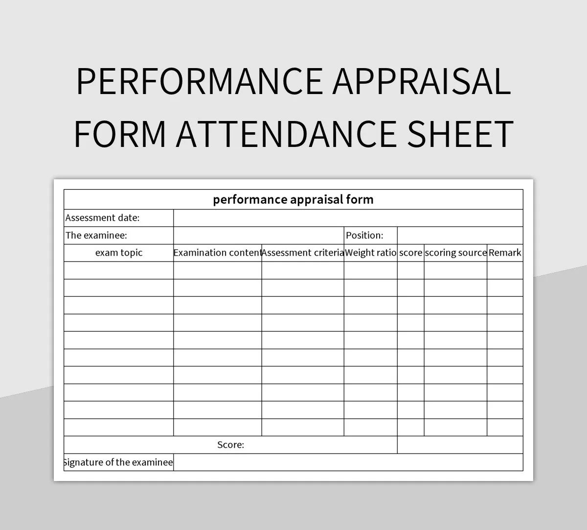 Performance Appraisal Form Attendance Sheet Excel Template And Google Sheets File For Free