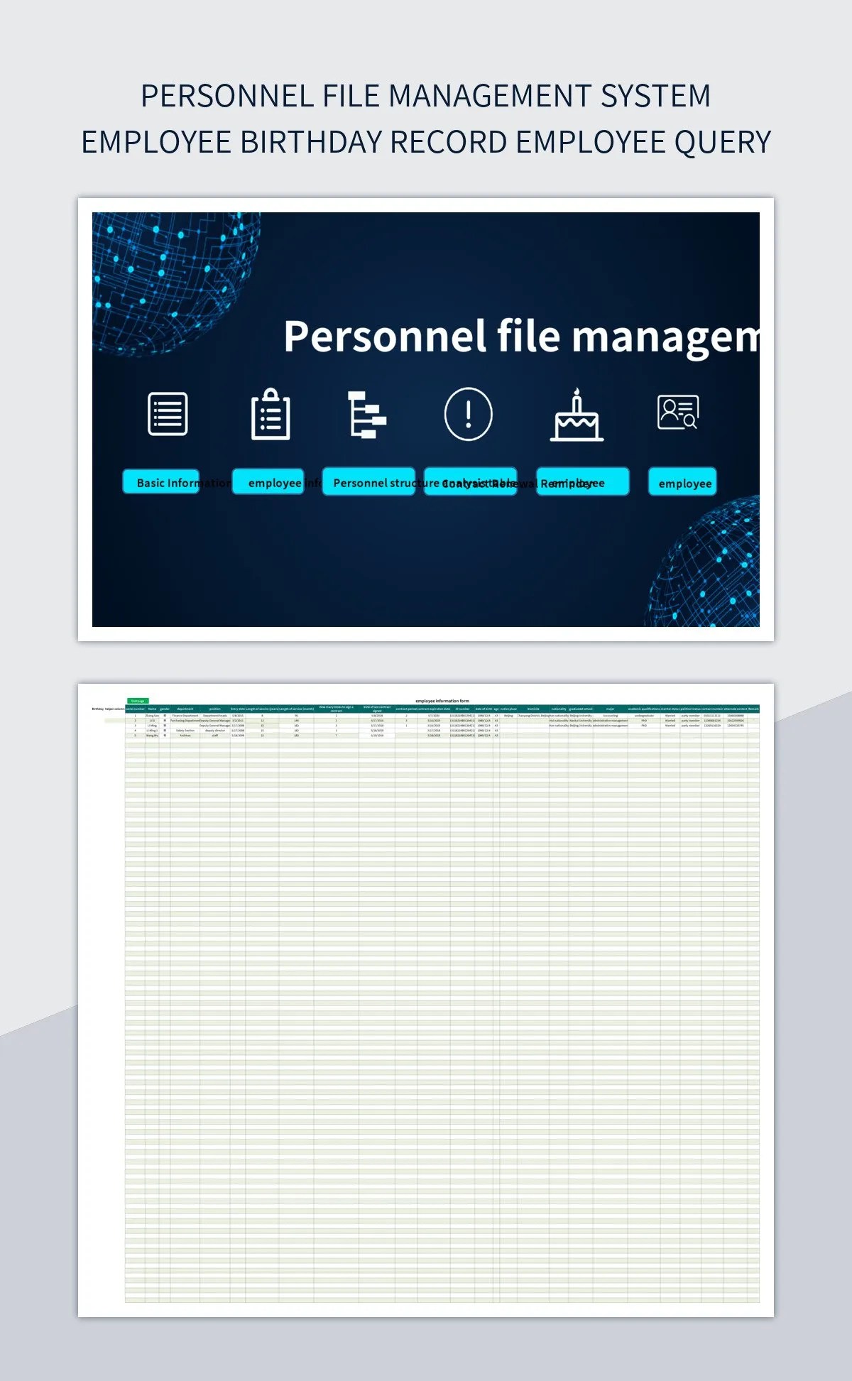 Personnel File Management System Employee Birthday Record Employee