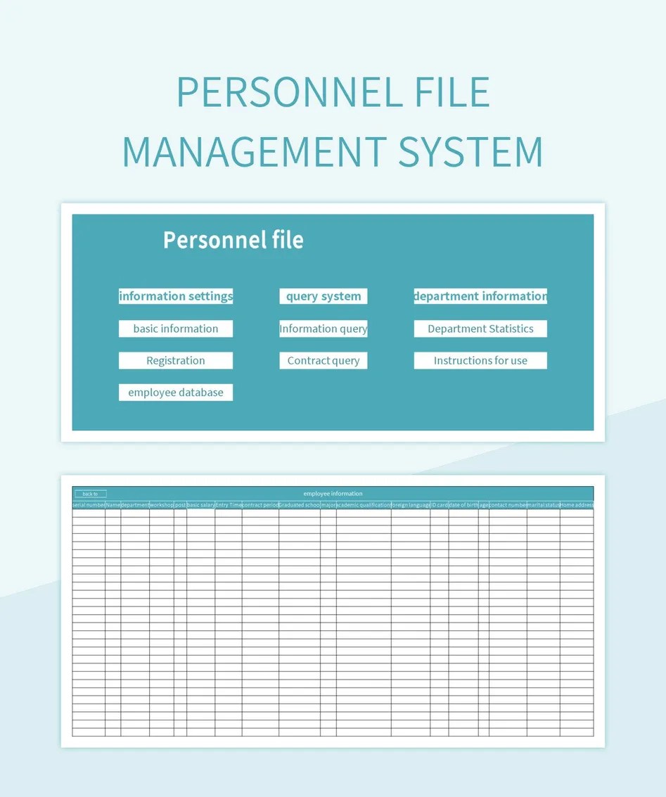 Personnel File Management System Excel Template And Google Sheets File