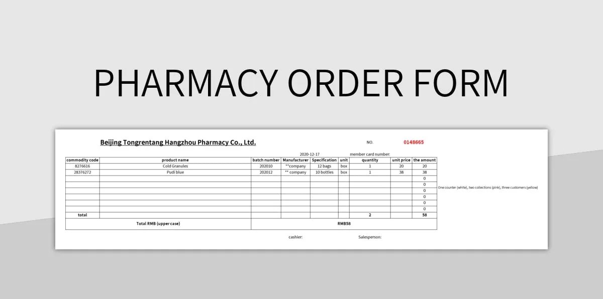 Pharmacy Order Form Excel Template And Google Sheets File For Free