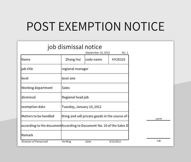 Post Exemption Notice Excel Template And Google Sheets File For Free