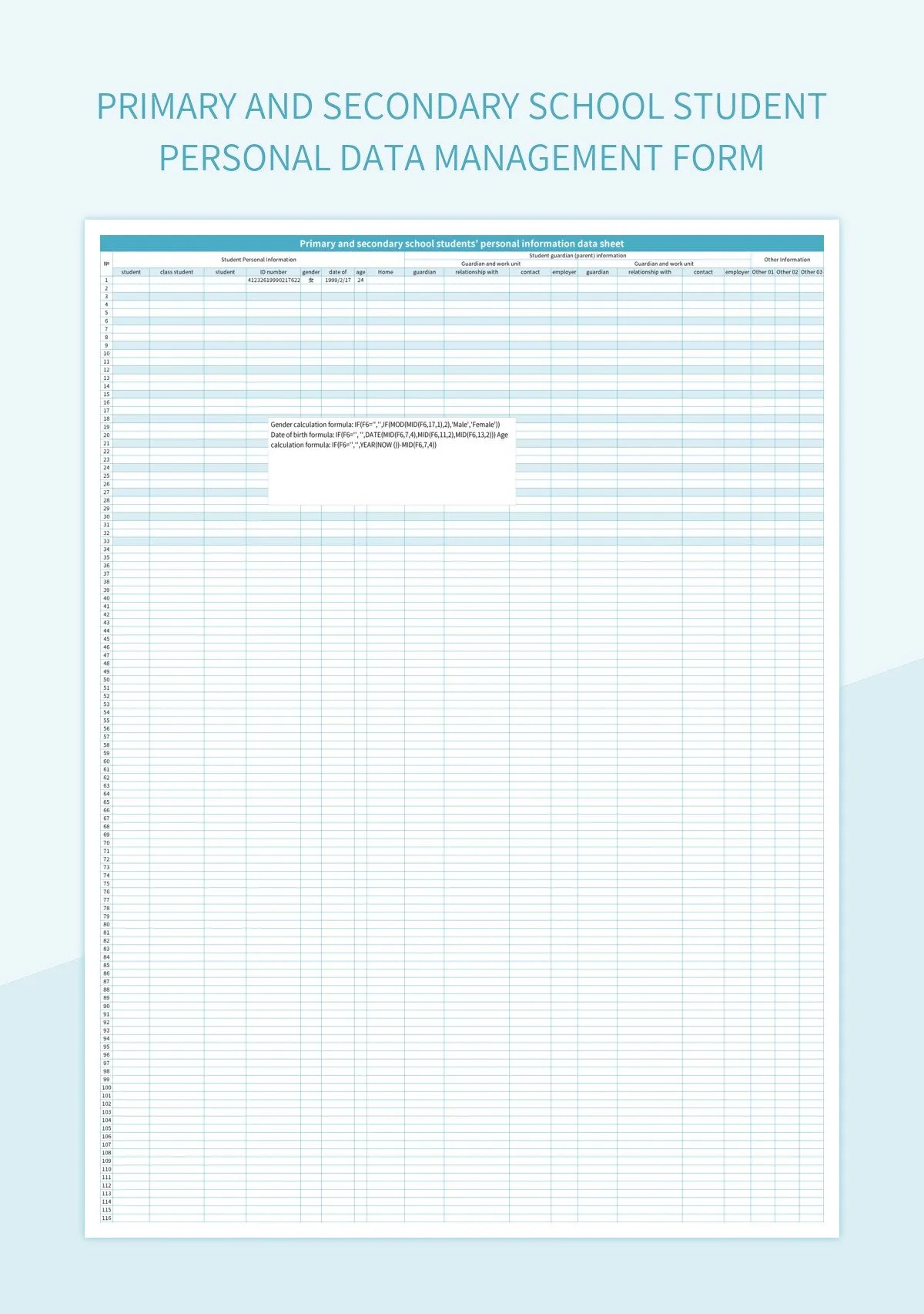 Free Student Personal Information Templates For Google Sheets And