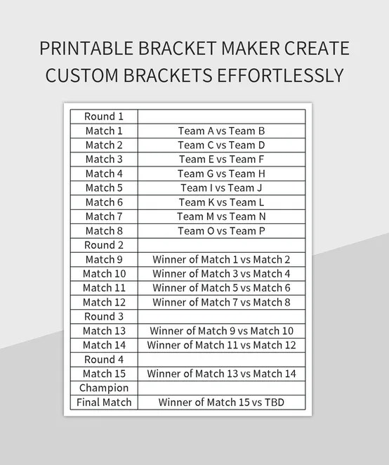 Printable Bracket Maker Create Custom Brackets Effortlessly Excel
