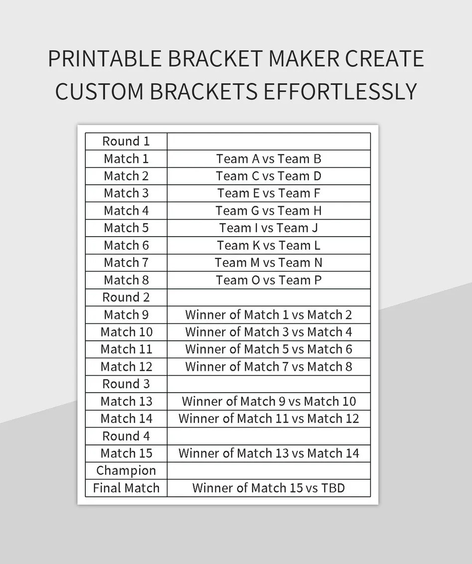 Printable Bracket Maker Create Custom Brackets Effortlessly Excel