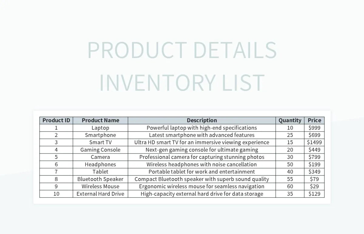 Finished Product Inventory Entry And Exit Details List Excel Template