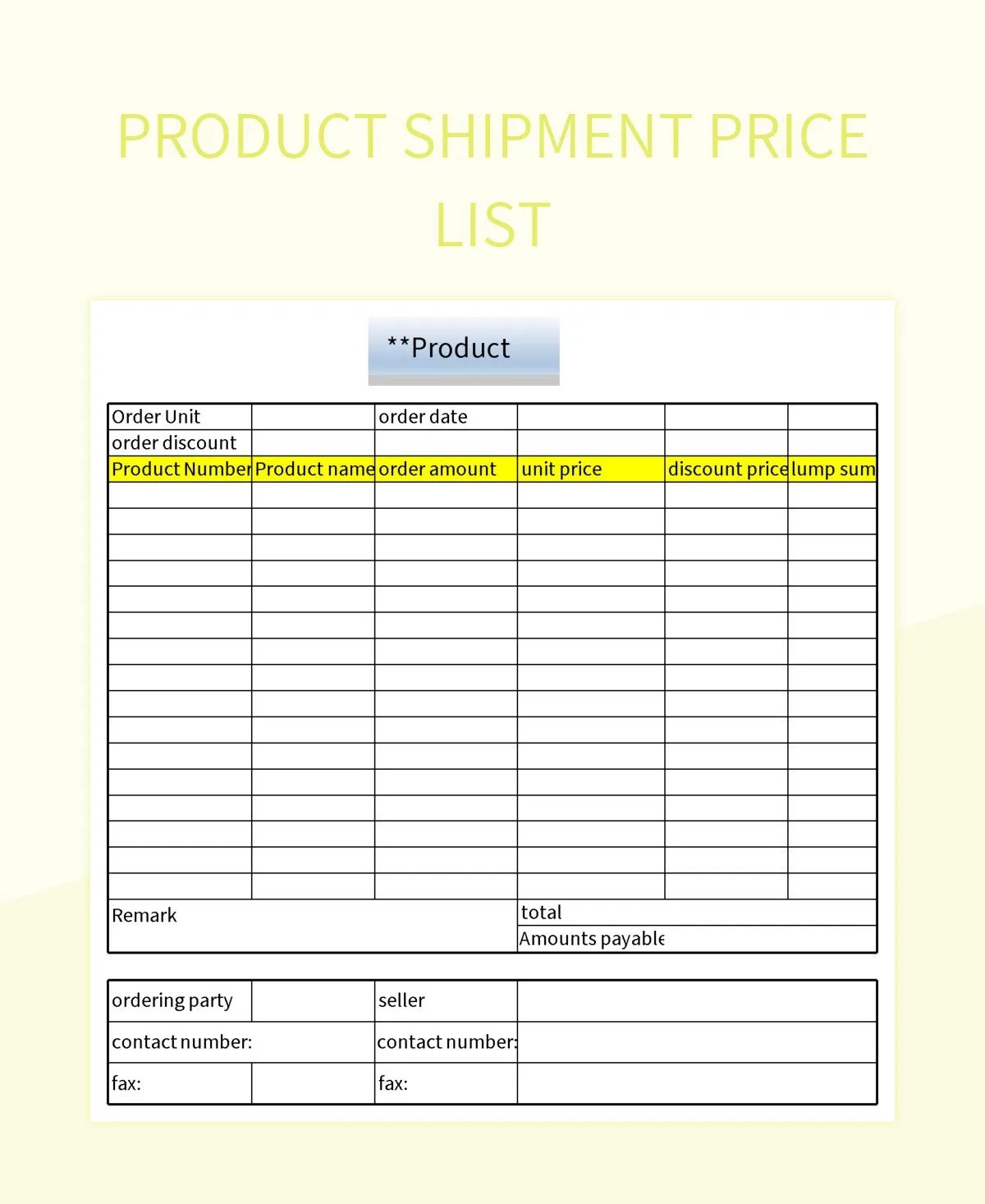 Product Shipment Price List Excel Template And Google Sheets File For
