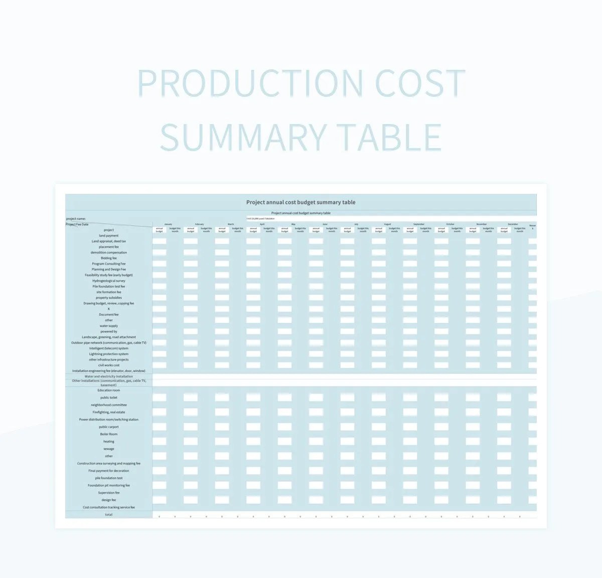 Free Production Summary Table Templates For Google Sheets And Microsoft