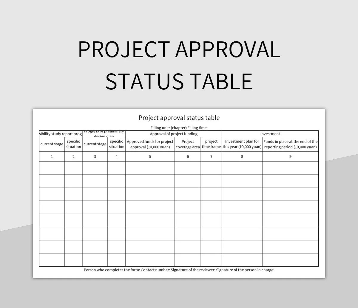 Project Approval Status Table Excel Template And Google Sheets File For Free Download Slidesdocs