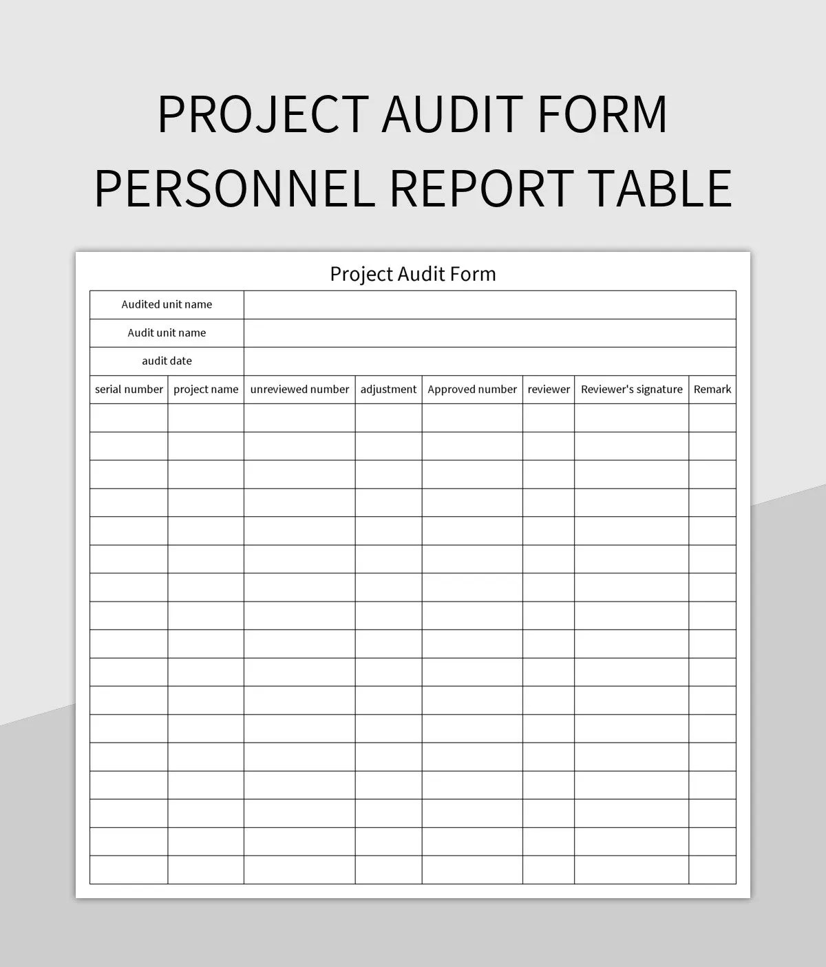 Project Audit Form Personnel Report Table Excel Template And Google
