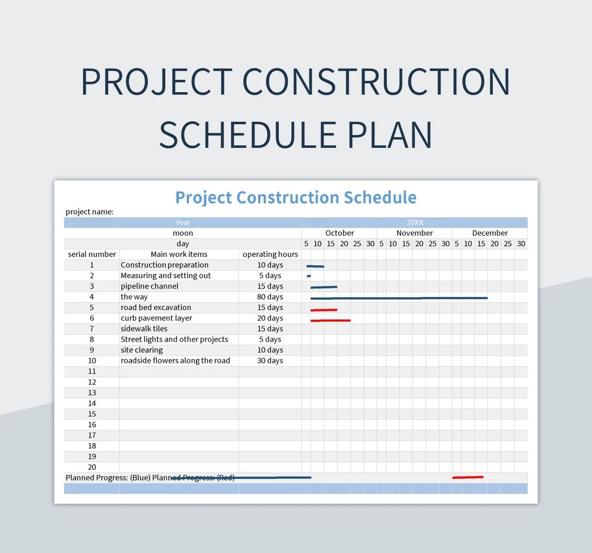 Project Construction Schedule Plan Excel Template And Google Sheets
