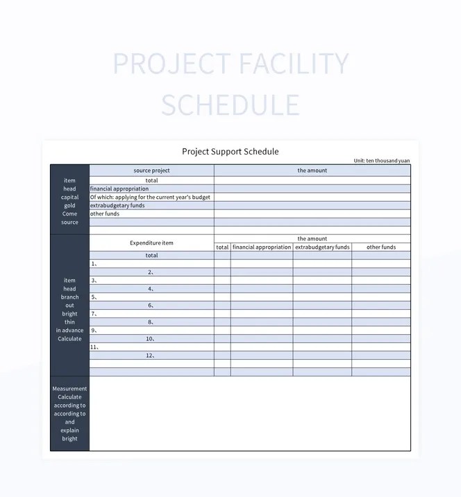 Project Facility Schedule Excel Template And Google Sheets File For Free Download Slidesdocs