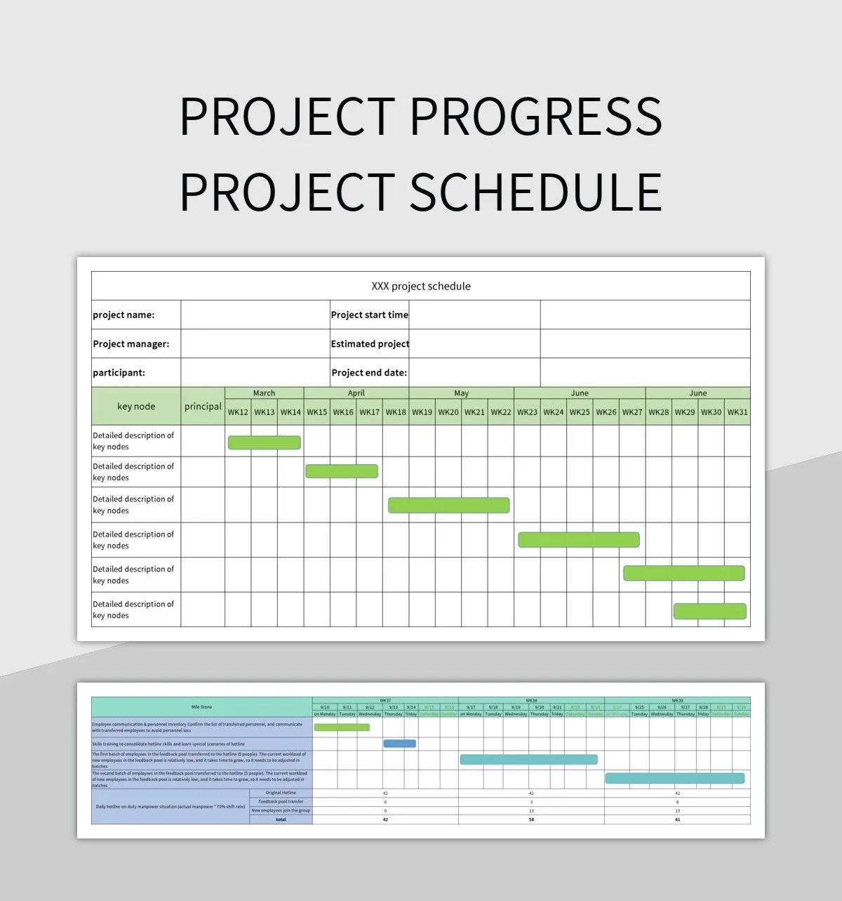 Project Schedule Gantt Chart Progress Excel Template And Google Sheets File For Free Download