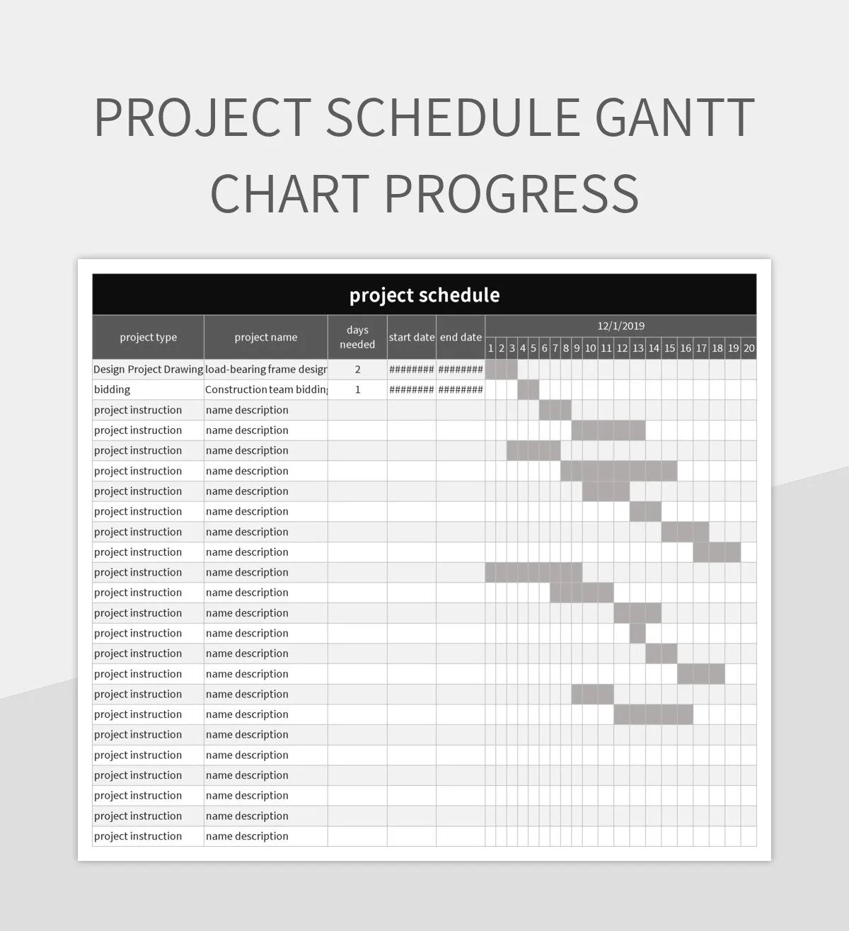 Project Schedule Gantt Chart Progress Excel Template And Google Sheets File For Free Download Project Schedule Gantt Chart Progress Excel Template And Google Sheets File For Free Download