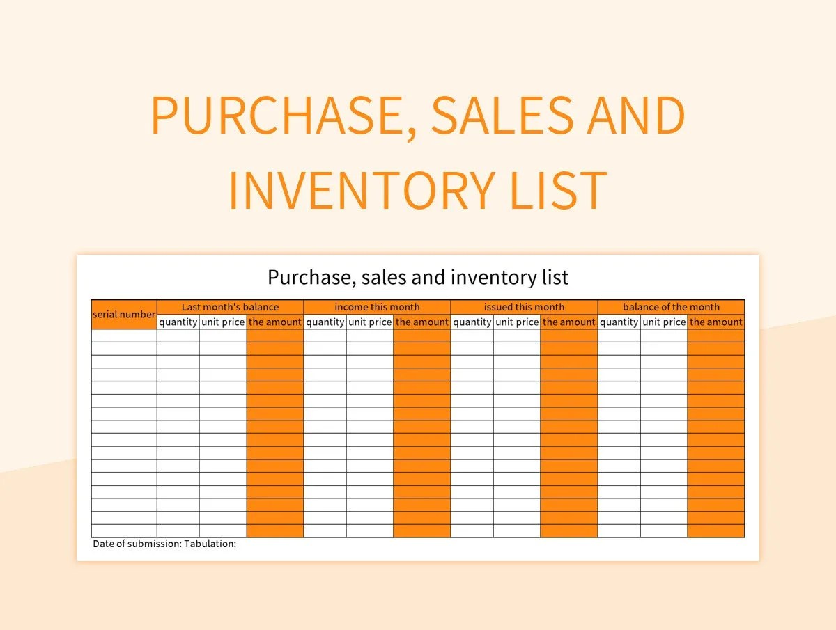 Purchase, Sales And Inventory List Excel Template And Google Sheets File For Free Download