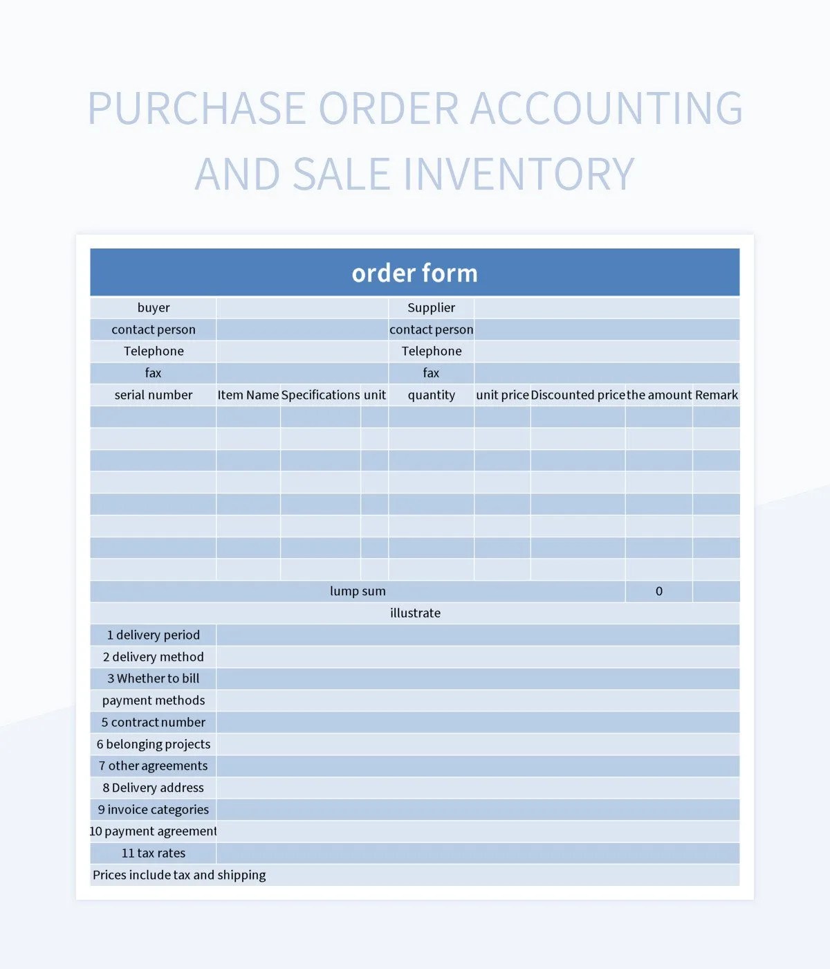 Purchase Order Accounting And Sale Inventory Excel Template And Google