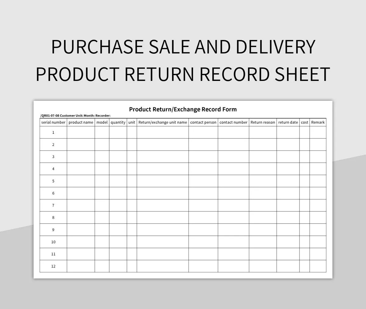 Free Product Return Record Templates For Google Sheets And Microsoft