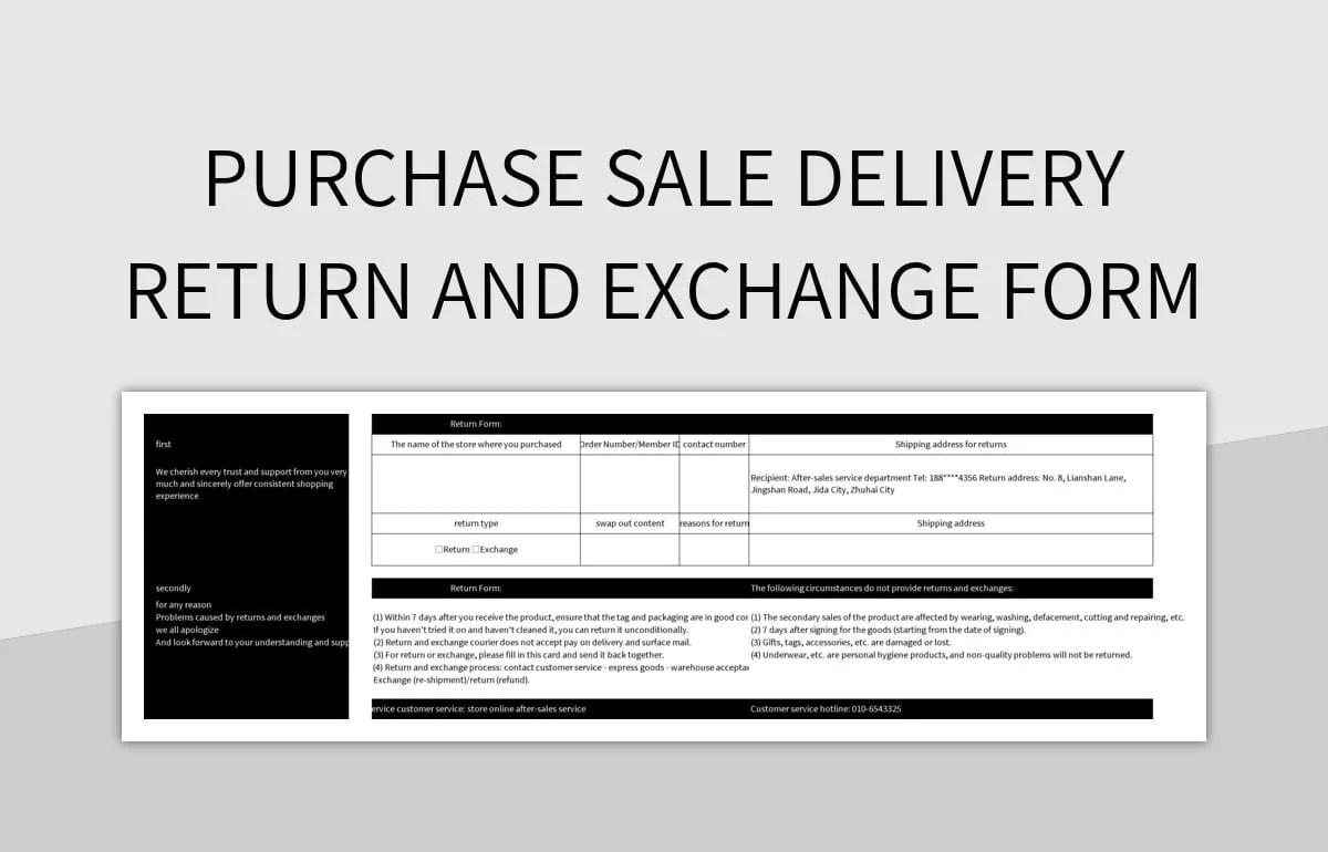 Free Exchange Form Templates For Google Sheets And Microsoft Excel Slidesdocs