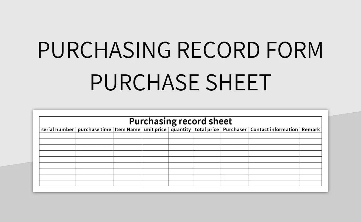 Free Purchase Record Sheet Templates For Google Sheets And Microsoft